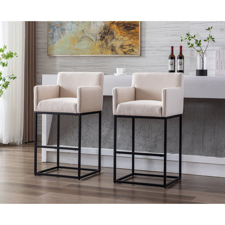 Everly Quinn Datia Upholstered Counter Stool with Metal Frame & Reviews
